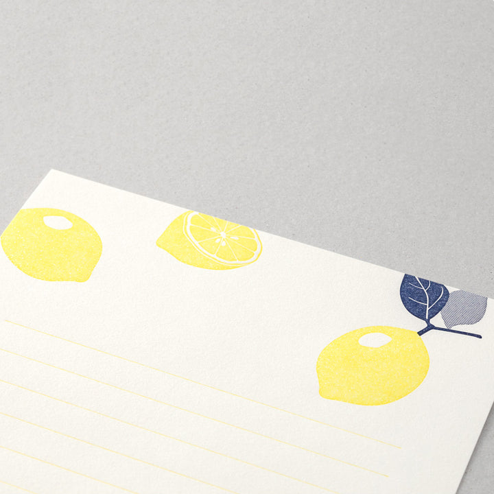 Set de 8 Papiers à Lettres et 4 Enveloppes - LetterPress - Citrons