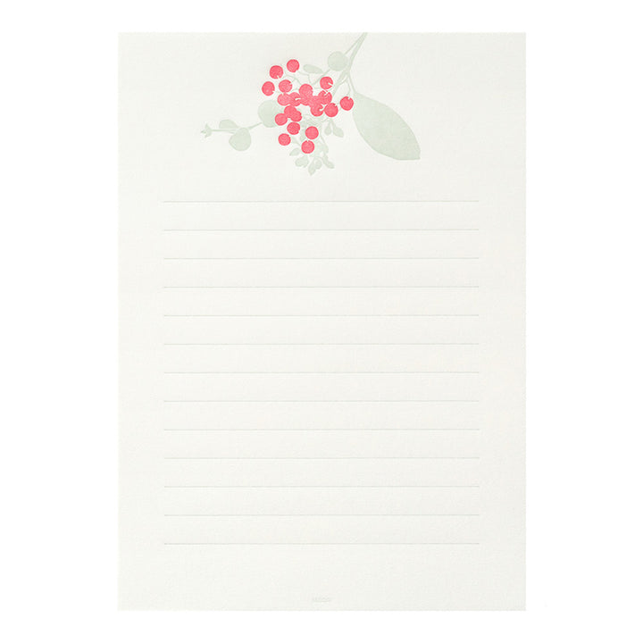 Set de 8 Papiers à Lettres et 4 Enveloppes - LetterPress - Houx
