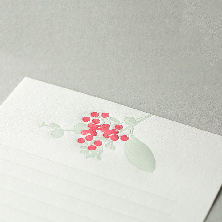 Set de 8 Papiers à Lettres et 4 Enveloppes - LetterPress - Houx
