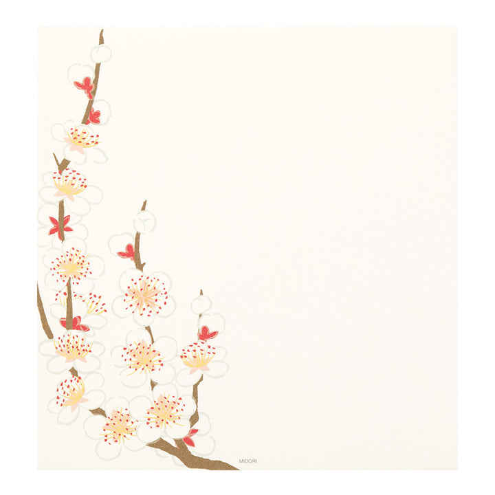 Bloc de 16 Papiers à Lettres - Fleurs de Prunier - 16,8 x 17,8cm