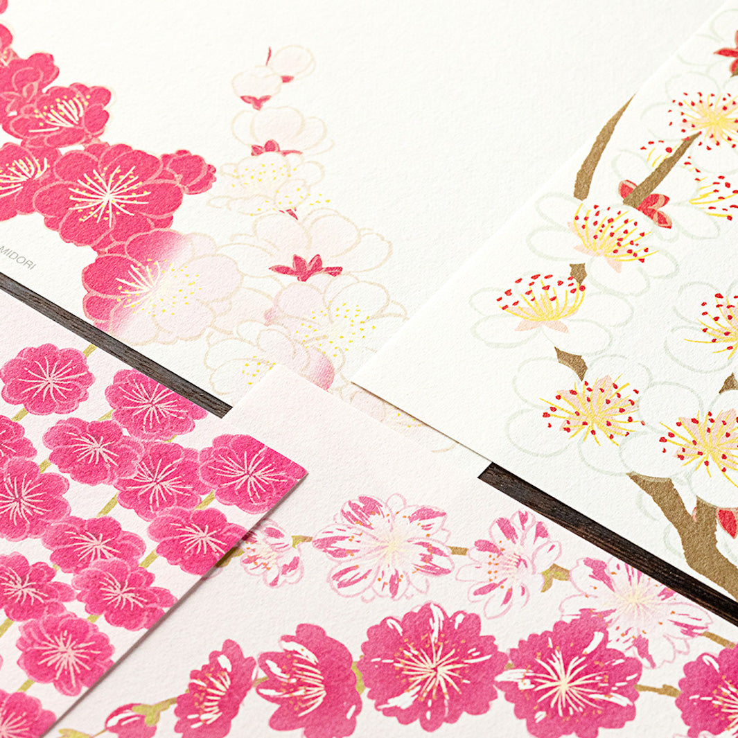 Bloc de 16 Papiers à Lettres - Fleurs de Prunier - 16,8 x 17,8cm