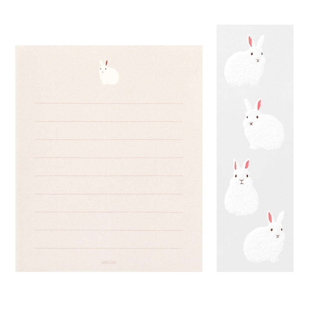 Mini Set de 12 Papiers à Lettres, 4 Enveloppes et 4 Stickers - Lapins