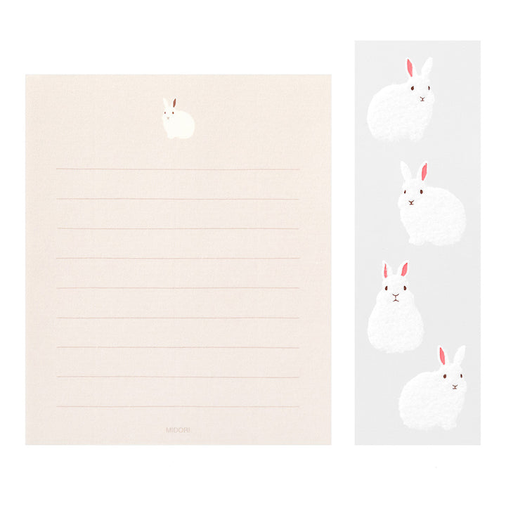 Mini Set de 12 Papiers à Lettres, 4 Enveloppes et 4 Stickers - Lapins