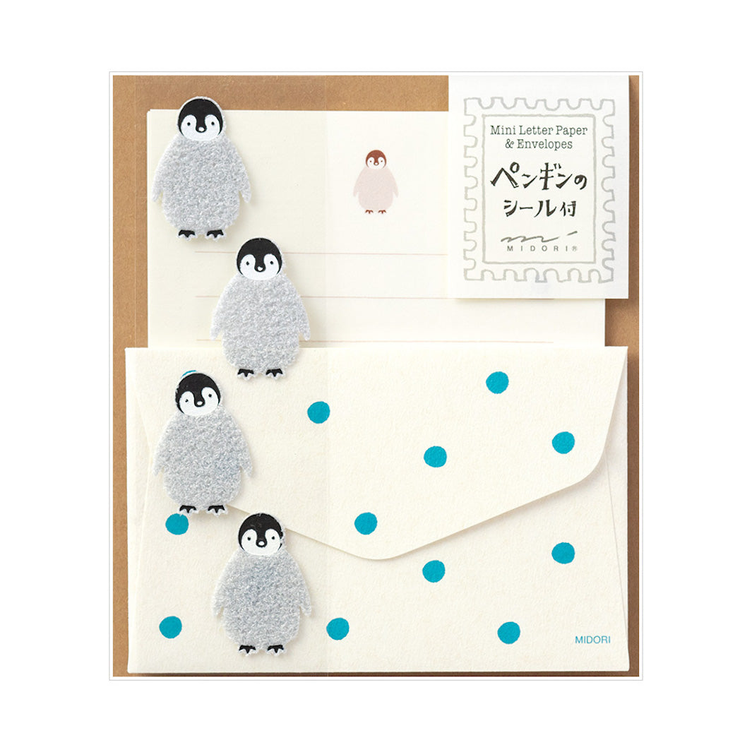 Mini Set de 12 Papiers à Lettres, 4 Enveloppes et 4 Stickers - Pingouins