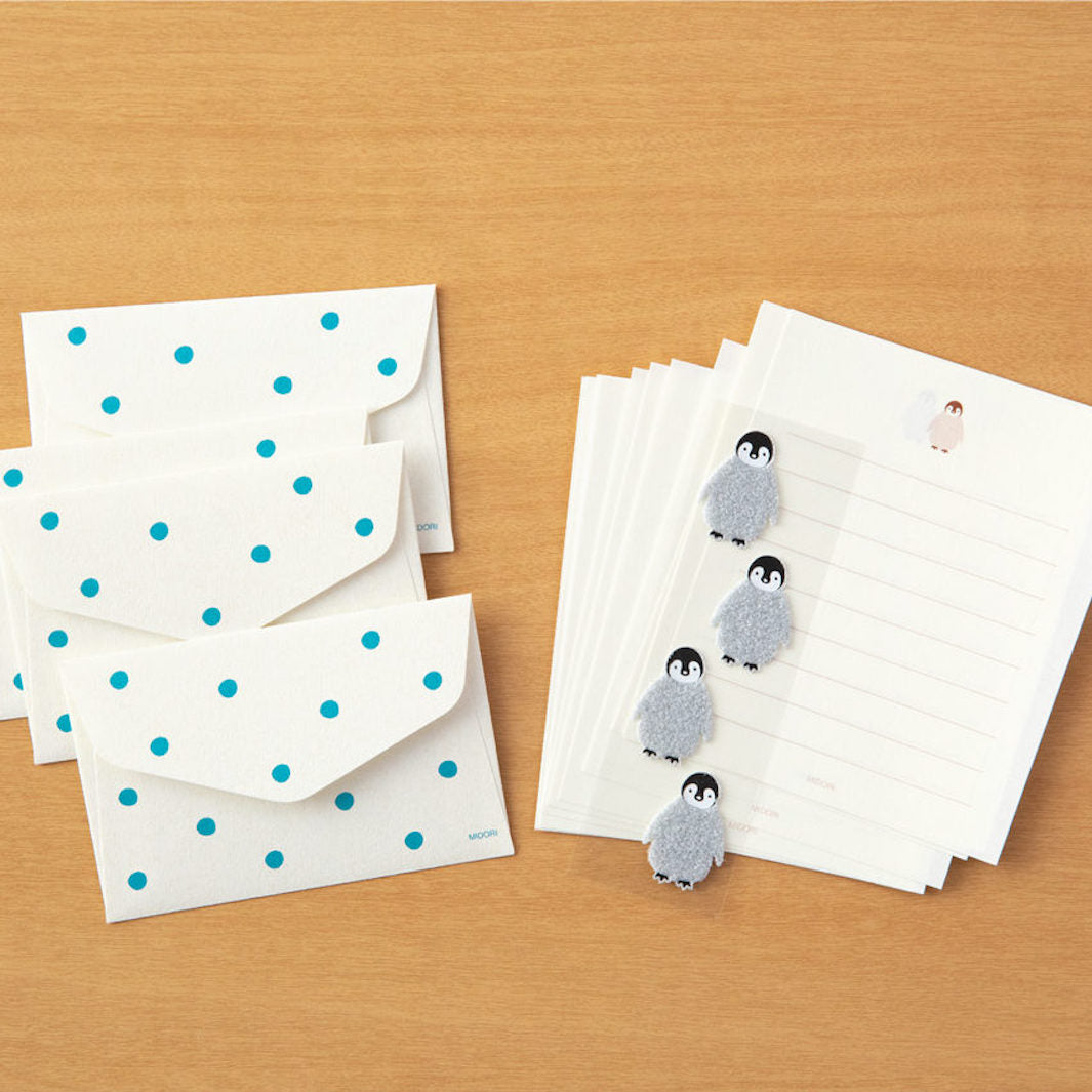 Mini Set de 12 Papiers à Lettres, 4 Enveloppes et 4 Stickers - Pingouins