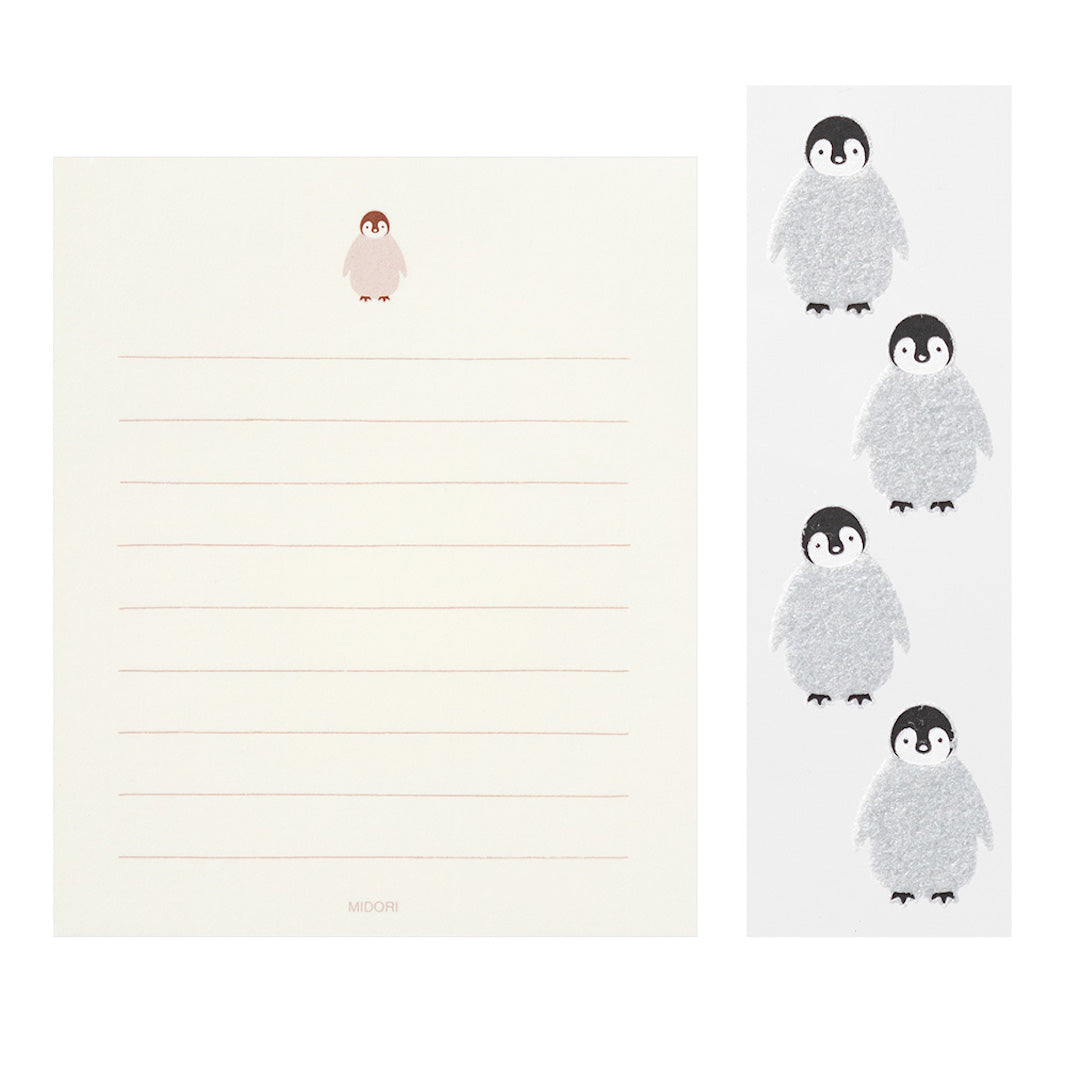 Mini Set de 12 Papiers à Lettres, 4 Enveloppes et 4 Stickers - Pingouins