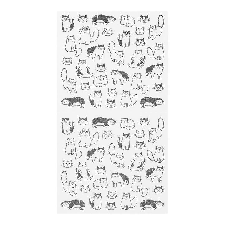 photo packshot de la planche de 64 stickers « chats » repositionnables de la marque midori