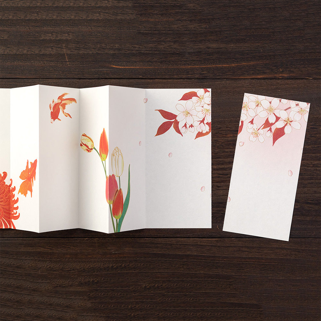Set de Correspondance - Papiers, Cartes et Enveloppes - Fleurs Rouges