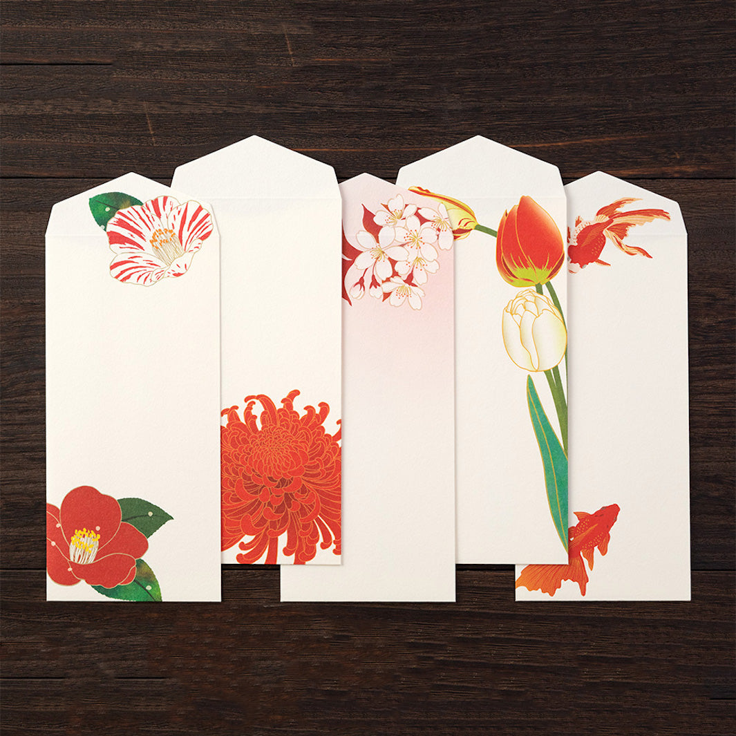 Set de Correspondance - Papiers, Cartes et Enveloppes - Fleurs Rouges