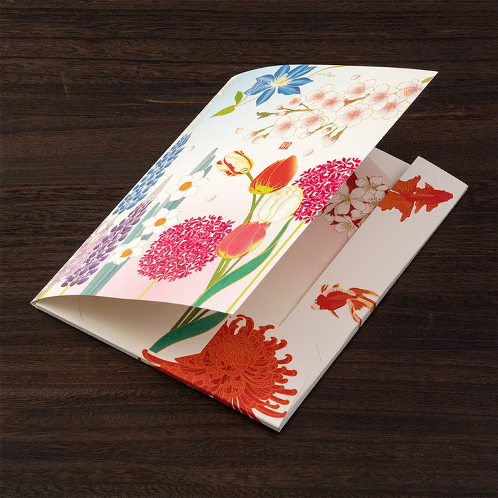 Set de Correspondance - Papiers, Cartes et Enveloppes - Fleurs Rouges