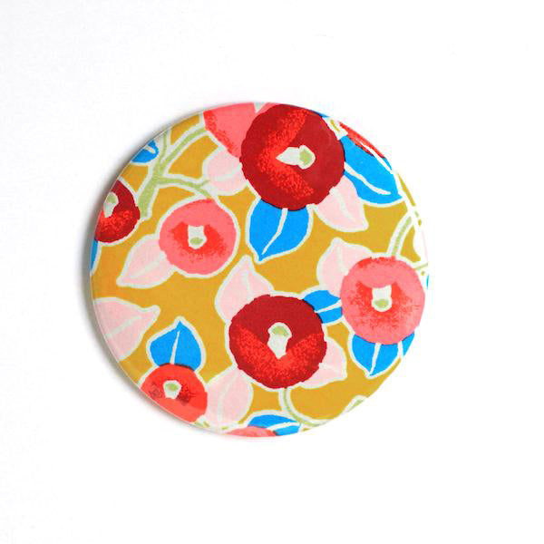 Papier Japonais - Camélias - Jaune Moutarde, Rouge, Rose et Bleu - M802