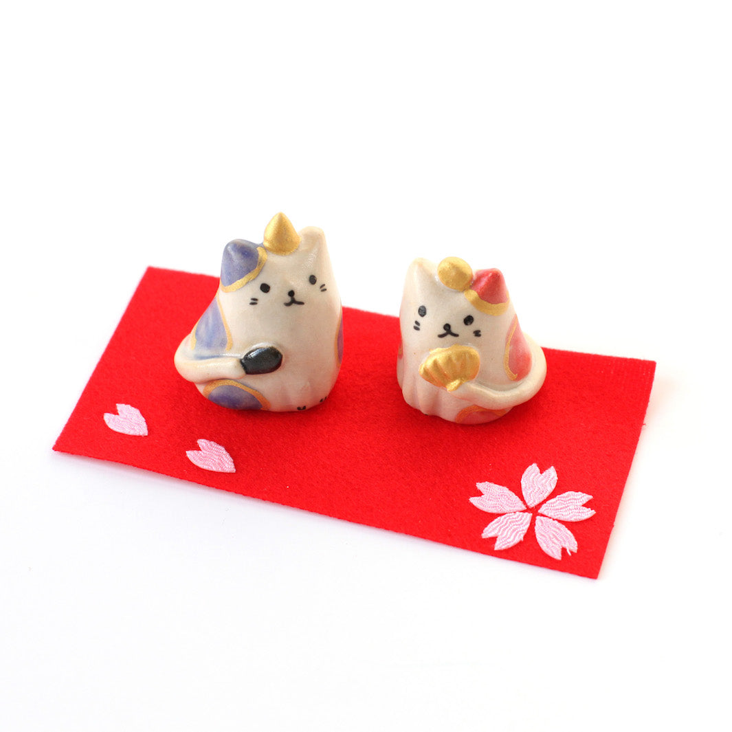 Couple de Chats en céramique - Hina Matsuri