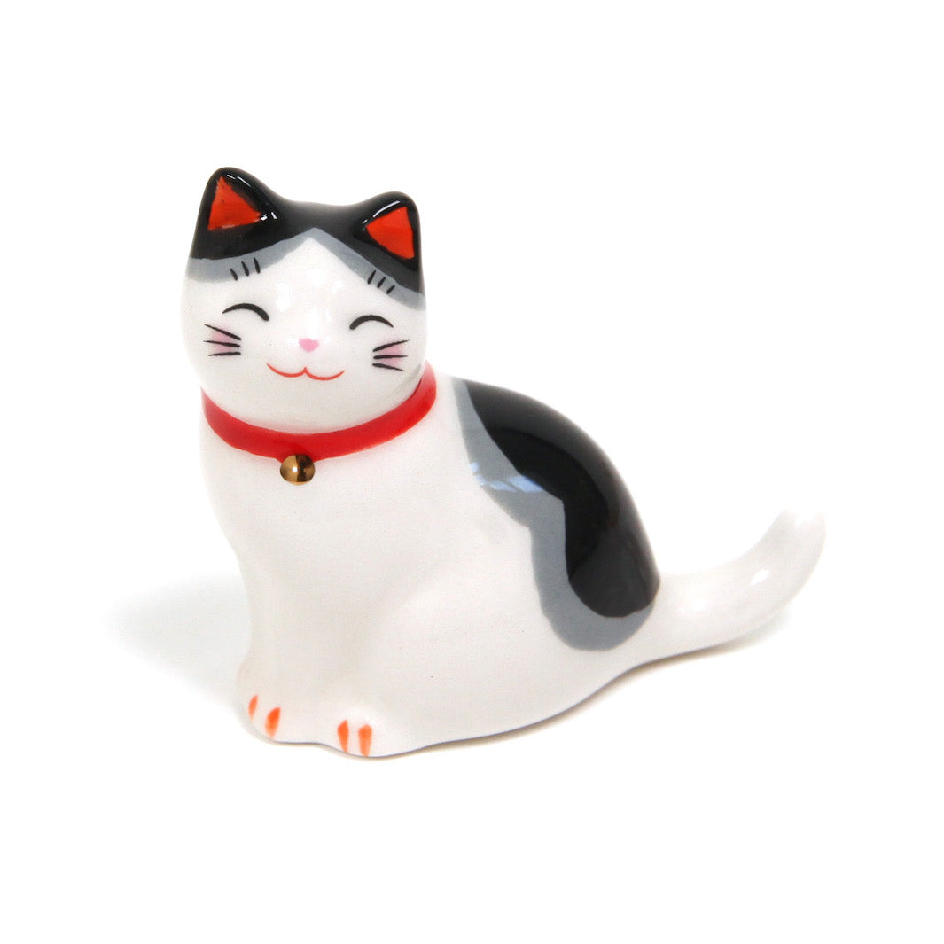 Chat Assis - Porte-Baguettes - Moucheté, Noir et Gris