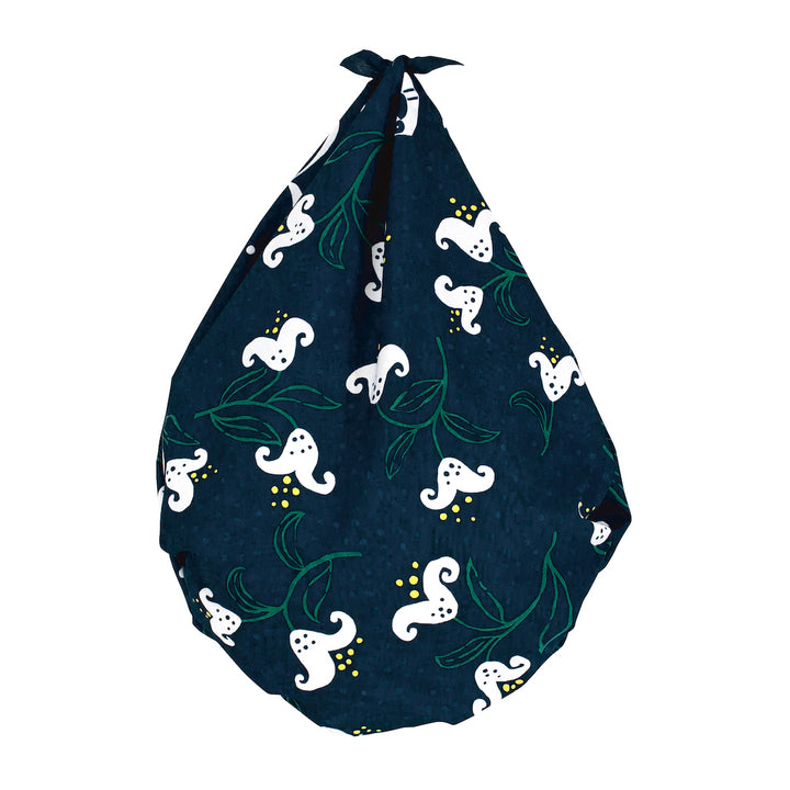 Furoshiki - Aquadrop - Lys - Bleu Marine, Blanc et Vert - Yumeji Takehisa - 100x100cm