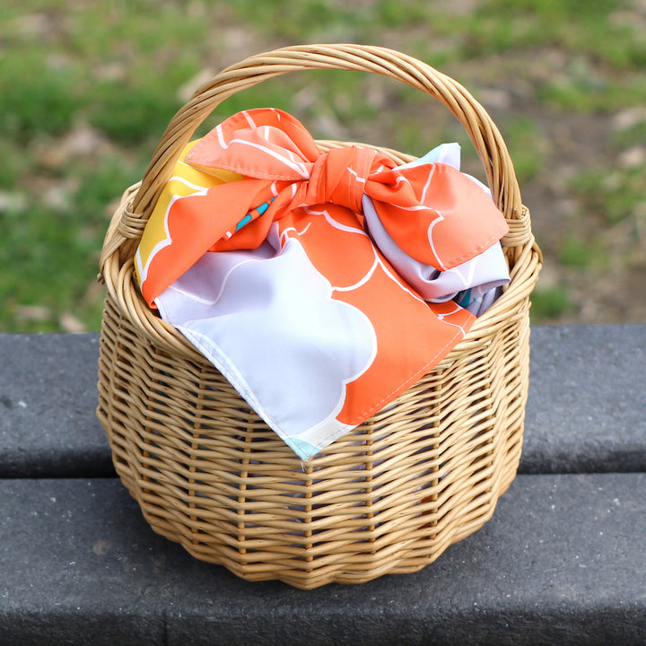 Furoshiki - Aquadrop - Pivoines - Orange - Adeline Klam - 100x100cm