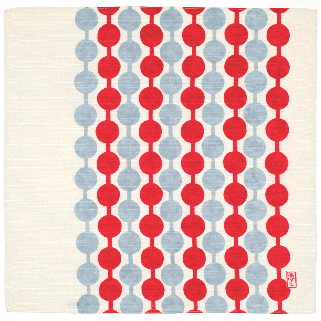 Furoshiki - Dango - Beige, Rouge et Gris - Yumeji Takehisa - 90x90cm
