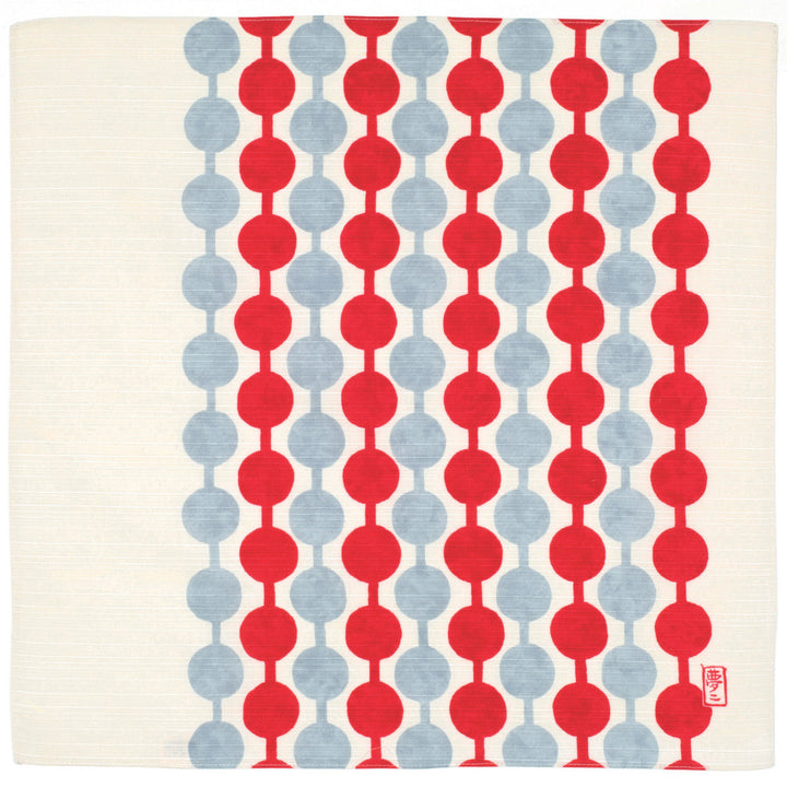 Furoshiki - Dango - Beige, Rouge et Gris - Yumeji Takehisa - 90x90cm