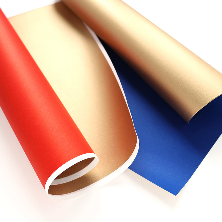 Papier Japonais - Uni, Recto Verso - Bleu et Or - M959