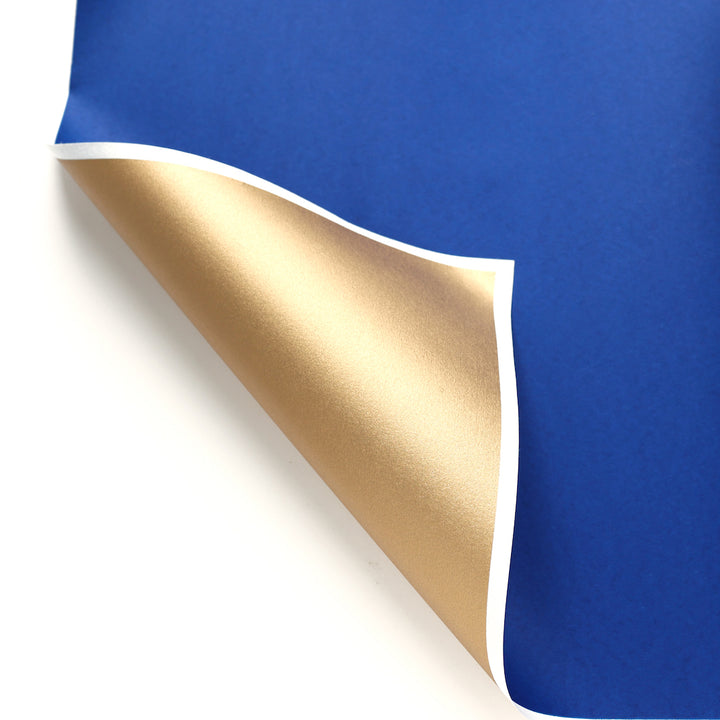 Papier Japonais - Uni, Recto Verso - Bleu et Or - M959