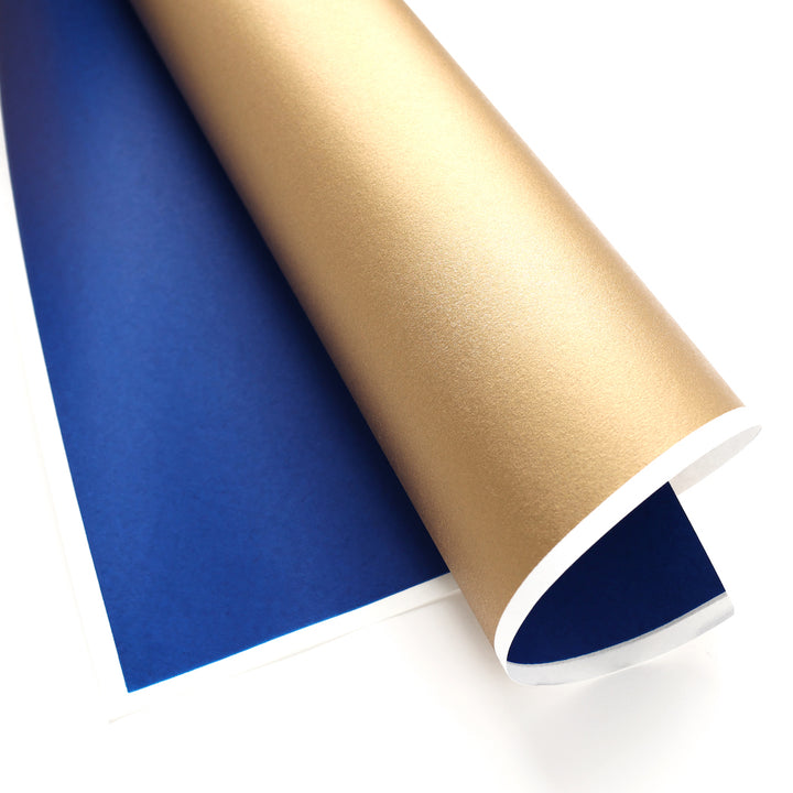 Papier Japonais - Uni, Recto Verso - Bleu et Or - M959