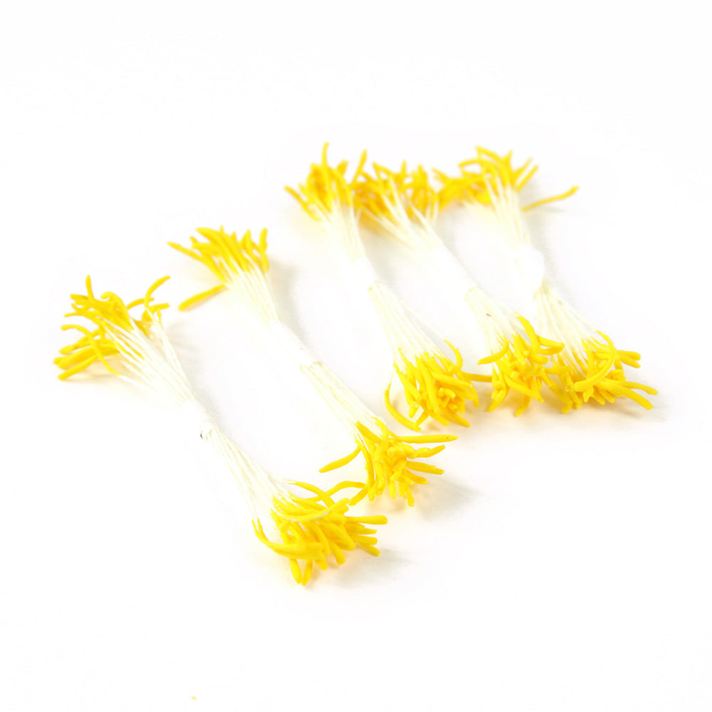 photo packshot de biais du lot de 5 grands fagots de pistils de fleurs jaunes et blancs (158)