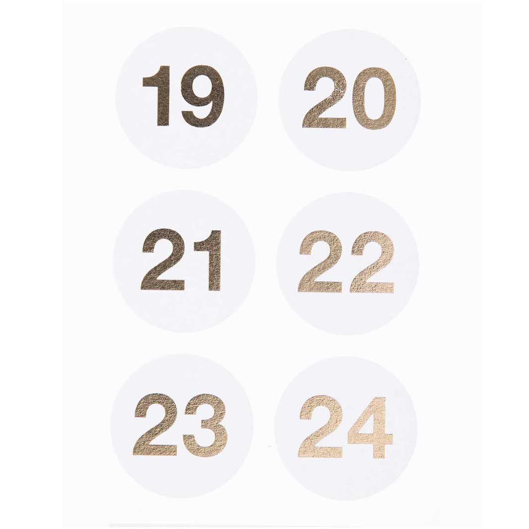 4 Planches de 24 stickers - Calendrier de l'Avent - Blanc