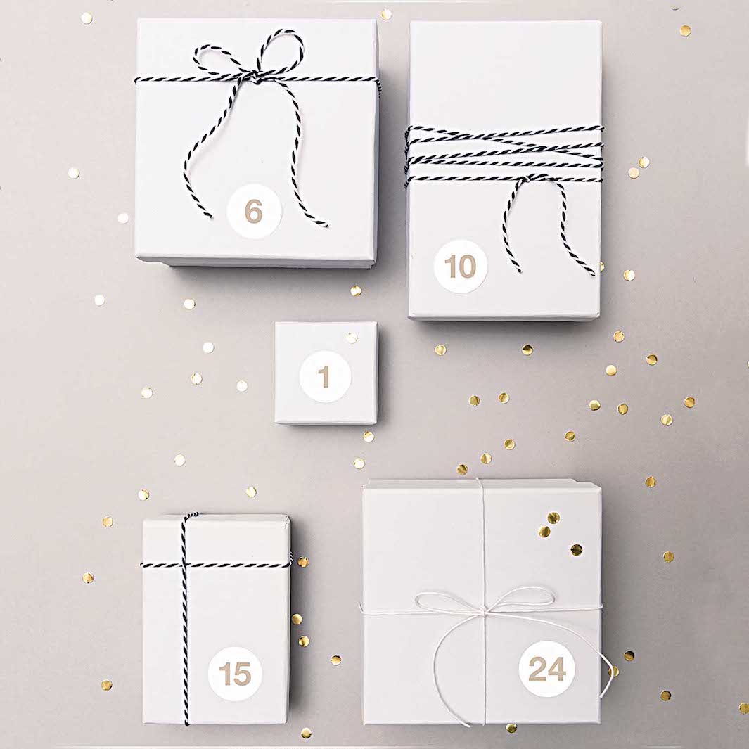 4 Planches de 24 stickers - Calendrier de l'Avent - Blanc