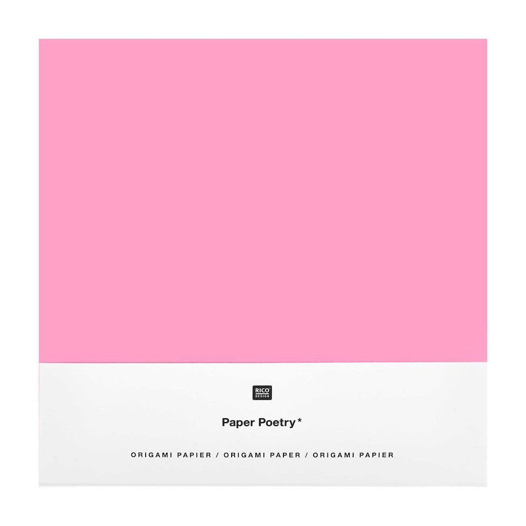 50 Papiers Origami Unis et Gabarits - Rose - 5 couleurs - 15x15 cm