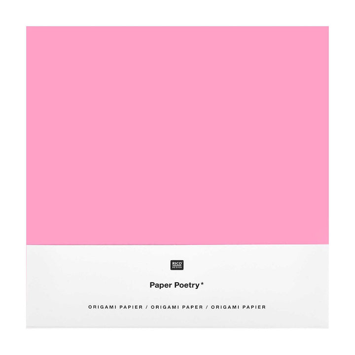 50 Papiers Origami Unis et Gabarits - Rose - 5 couleurs - 15x15 cm