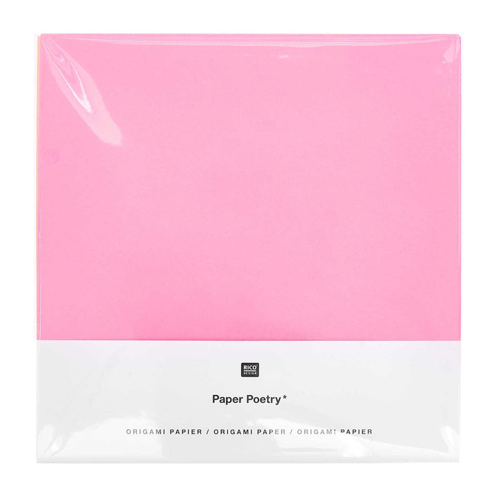 50 Papiers Origami Unis et Gabarits - Rose - 5 couleurs - 15x15 cm