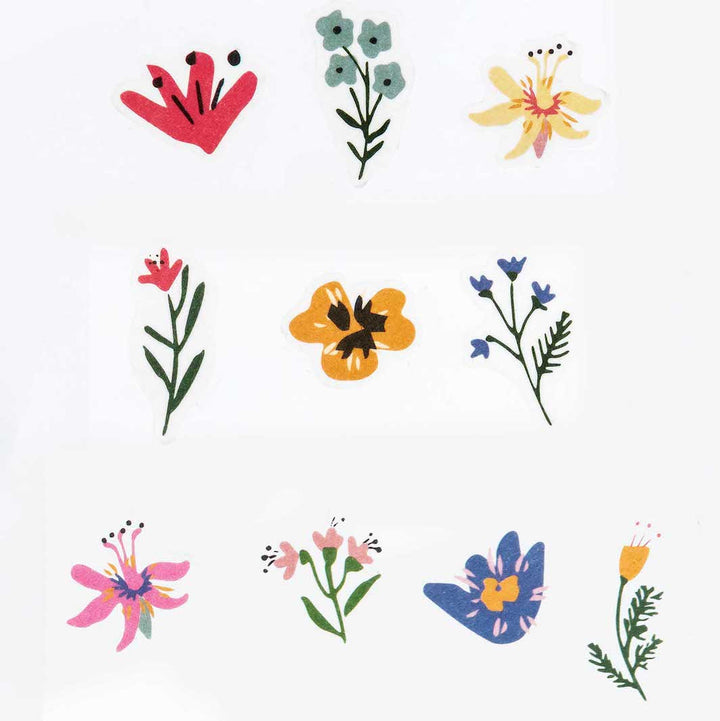 Rouleau de 200 Stickers - Fleurs - Multicolore