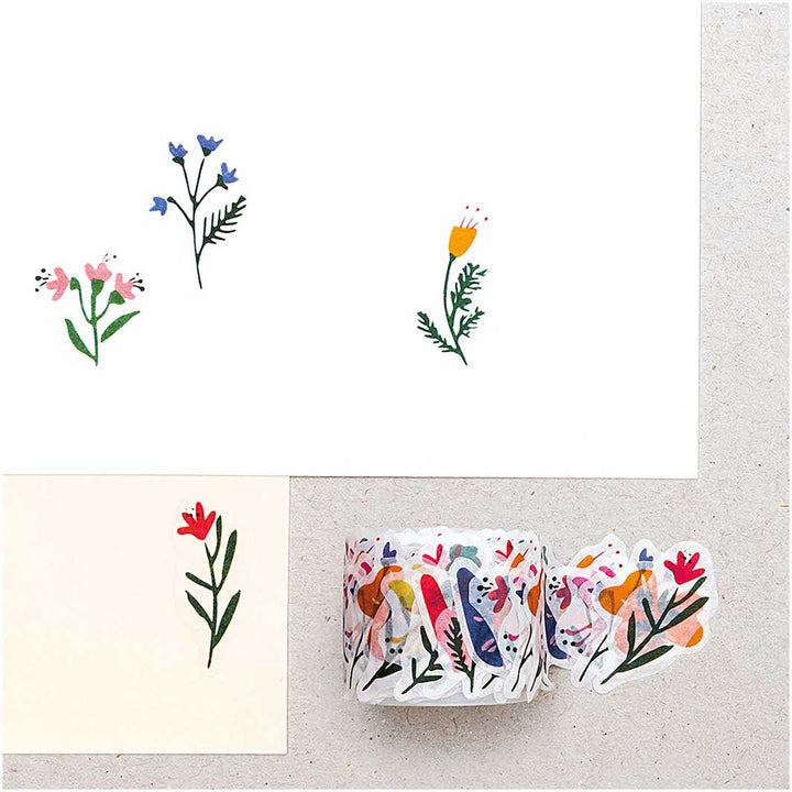 Rouleau de 200 Stickers - Fleurs - Multicolore