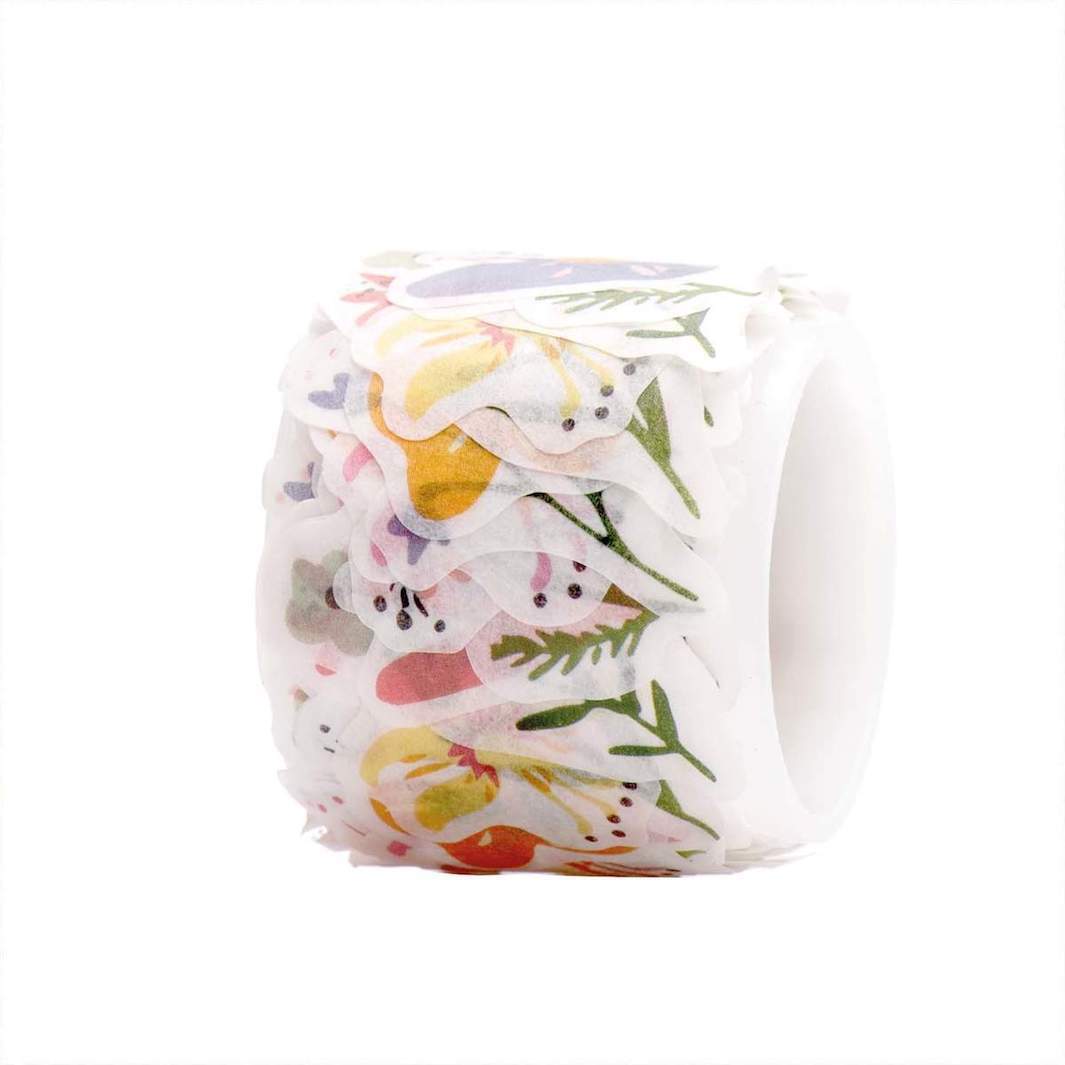 Rouleau de 200 Stickers - Fleurs - Multicolore