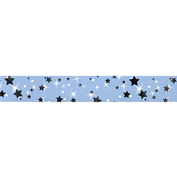 Ruban adhésif décoratif - Étoiles Argent, Fond Bleu ciel