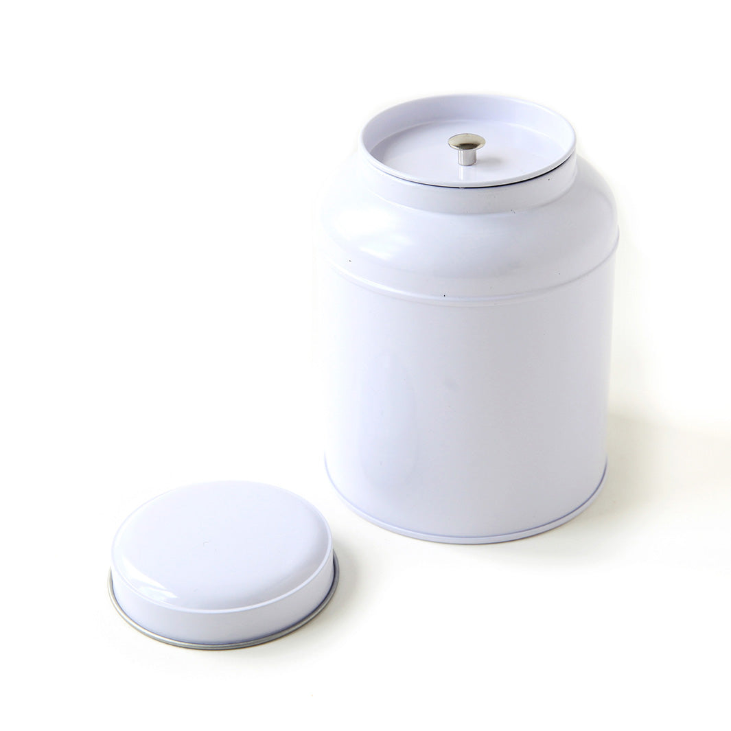 Boîte à Thé en Métal à Décorer - Dôme - Blanc - 125g