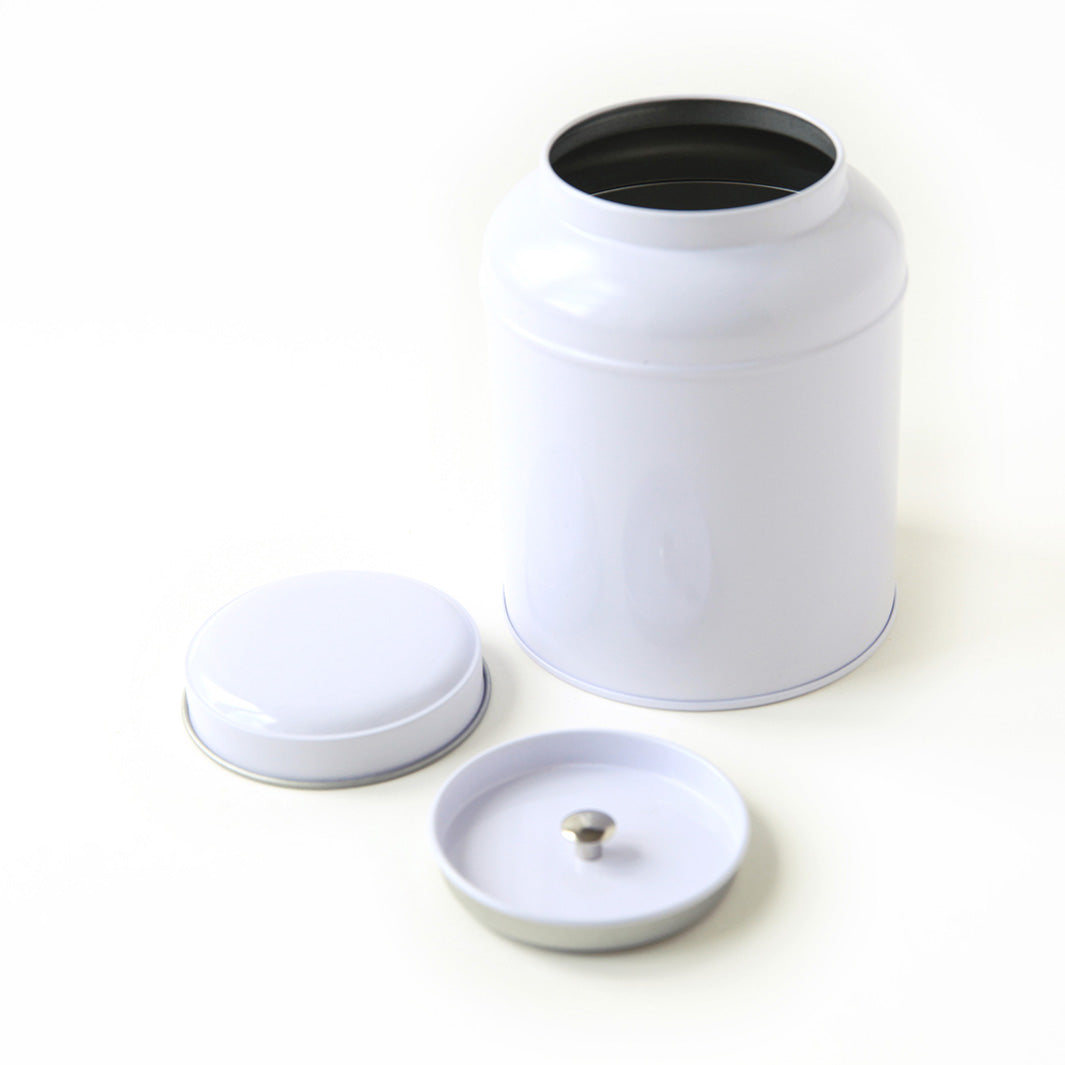 Boîte à Thé en Métal à Décorer - Dôme - Blanc - 125g