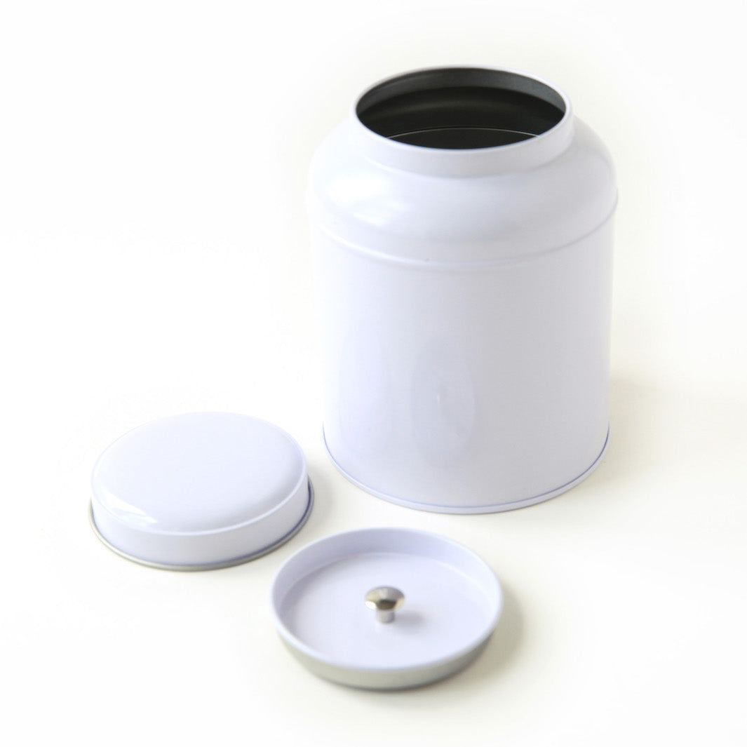 Boîte à Thé en Métal à Décorer - Dôme - Blanc - 250g