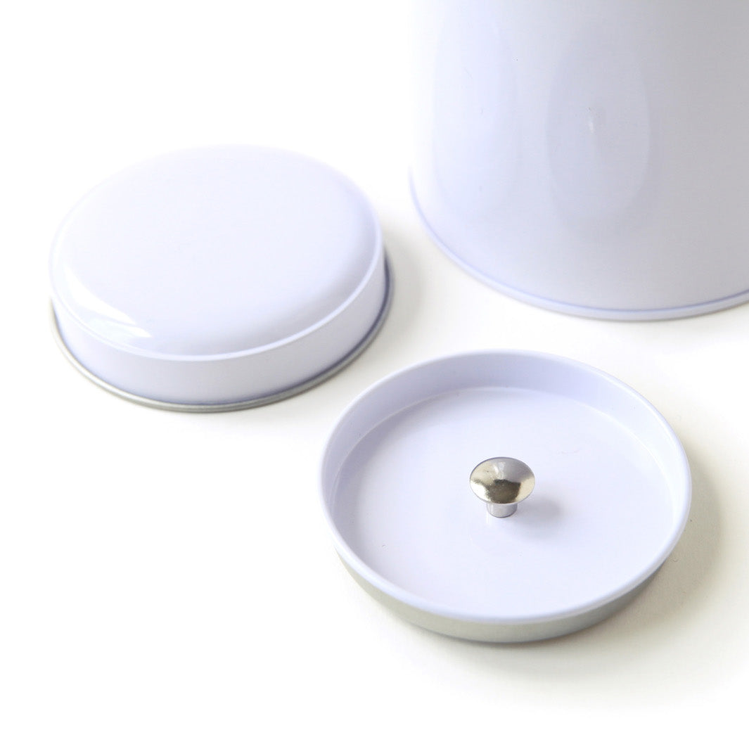 Boîte à Thé en Métal à Décorer - Dôme - Blanc - 250g