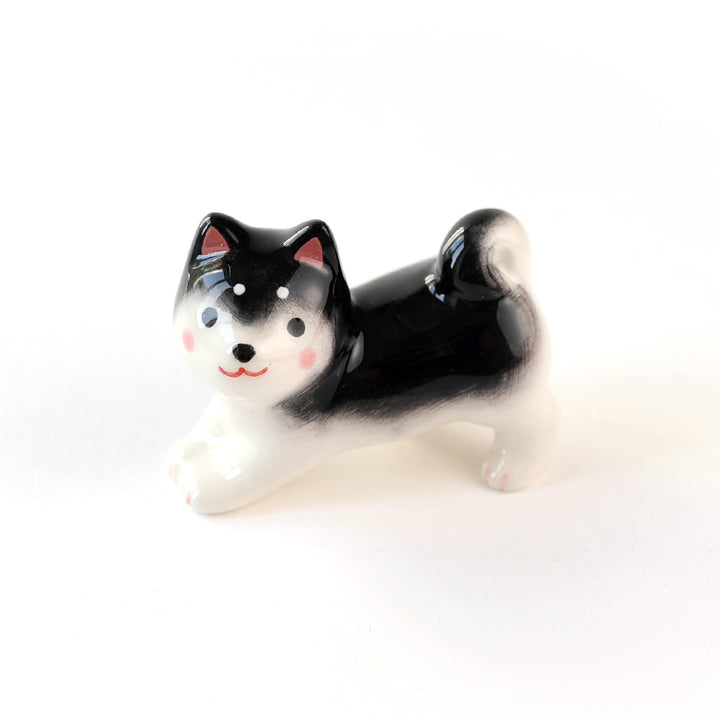 Shiba Inu Debout - Porte-Baguettes en Céramique - Noir