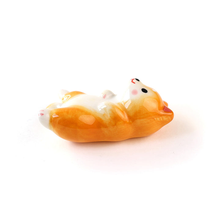Shiba Inu sur le Dos - Porte-Baguettes en Céramique - Orange