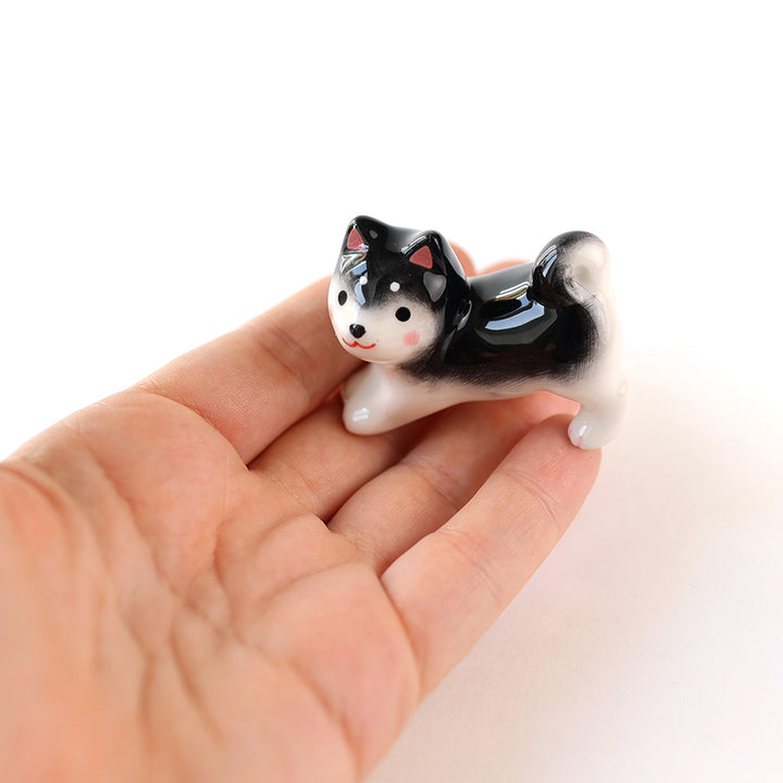 Shiba Inu Debout - Porte-Baguettes en Céramique - Noir